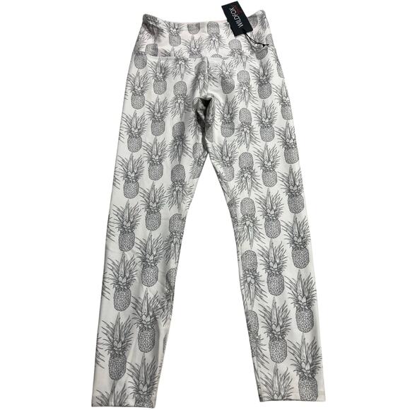 NWT Wildfox Pineapple Leggings Ankle Crop WLL1548T Womens Size Medium White Gray - Picture 2 of 11